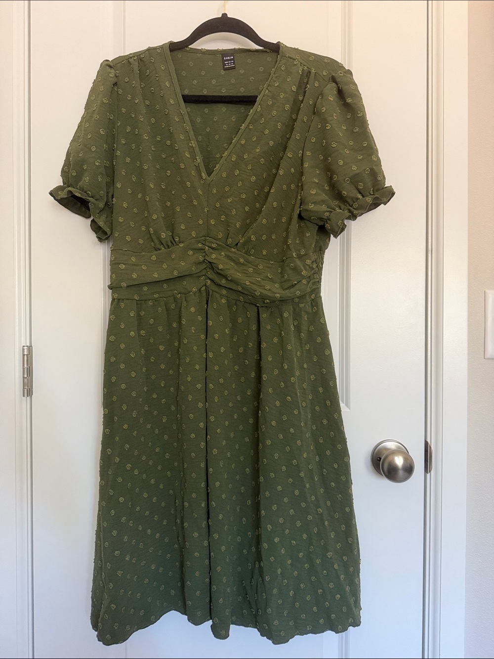 SHEIN Olive Green Midi Dress with Twist Front